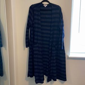 Dark Navy Blue Stipe Lularoe Sarah Cardigan Duster